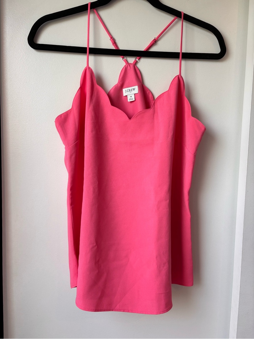 J. Crew Hot Pink Scallop-Edge Cami Tank Size 4